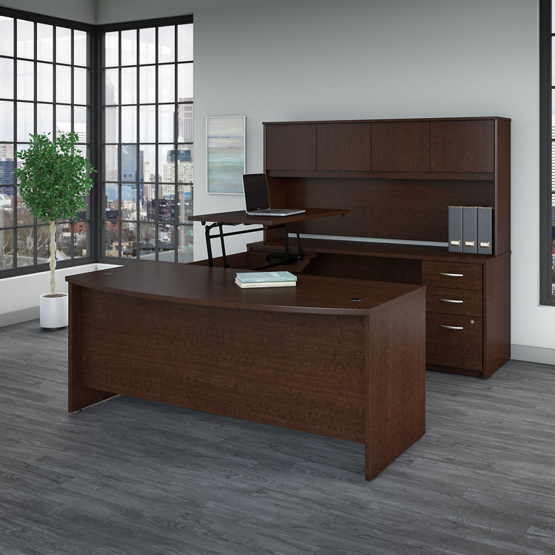 L Shaped Standing Desk Bush Business Furniture Series C Elite Height Adjustable L-Shaped